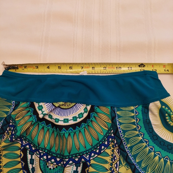 Prana swim bikini bottom skirt teal boho abstract print. Size XS - Picture 12 of 13